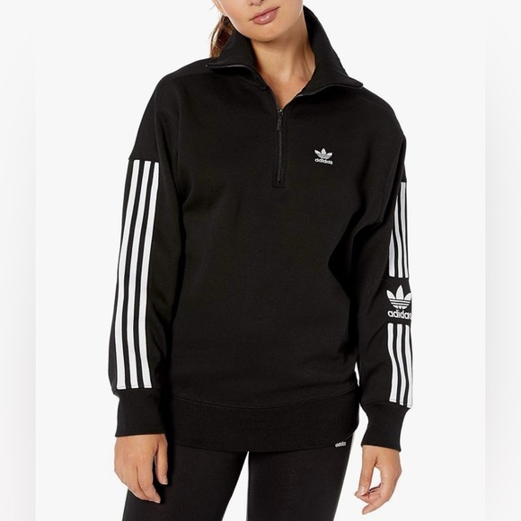 ADIDAS Originals Women's lock-up Sweatshirt Black Long Sleeve Medium - Picture 1 of 7